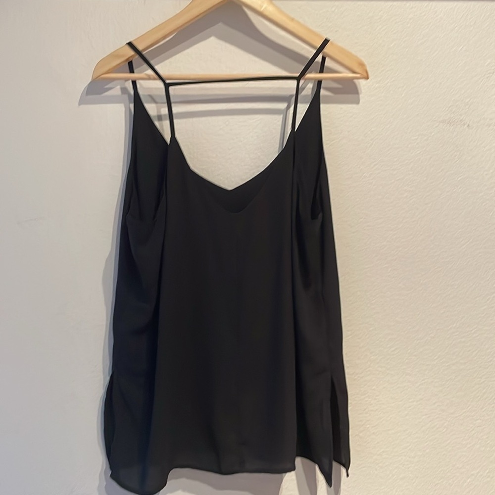 H&M Camisole Deep V Neck Tanktop Blouse, Black Size 14 - Picture 4 of 7